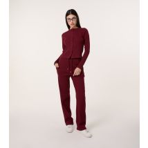 Women's Burgundy Ribbed Drawstring Waist Trousers Pink Vanilla New Look