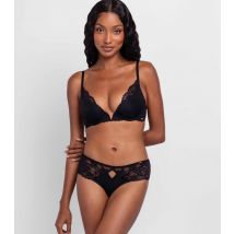 Women's Black Lace Trimmed Plunge Bra Dorina New Look