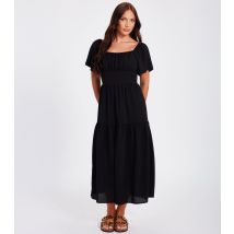 Women's Black Bardot Crepe Midaxi Dress Quiz New Look
