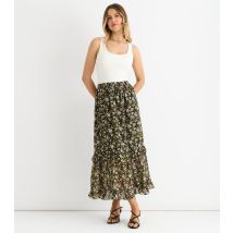Women's Black Sparkle Floral Maxi Skirt Gini London New Look