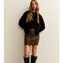 Women's Leopard Print Faux Suede Mini Skirt New Look