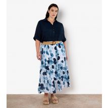 Women's Curve Blue Printed Midi Skirt Apricot New Look