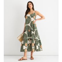 Women's Floral Print Tiered Hem Midi Dress Gini London New Look