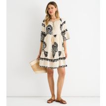 Women's Cream Abstract Print Flared Mini Dress Gini London New Look