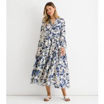 Women's Blue Floral Print Shirt Dress Gini London New Look