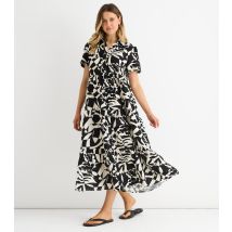 Women's Black Aztec Print Maxi Shirt Dress Gini London New Look