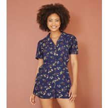 Women's Navy Seaside Print Playsuit Yumi New Look