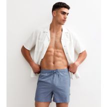 Men's Blue Seersucker Swim Shorts Only and Sons New Look