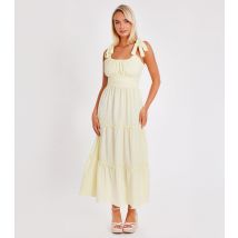 Women's Light Yellow Crinkle Woven Midaxi Dress Quiz New Look