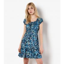 Women's Blue Tie Dye Print Milkmaid Mini Dress Apricot New Look