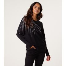 Women's Black Diamanté-Embellished Jumper Blue Vanilla New Look