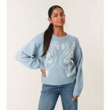 Women's Blue Swan Embroidered Jumper Blue Vanilla New Look