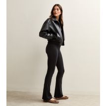 Women's Black Foldover Waist Kickflare Leggings New Look