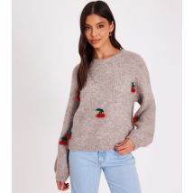 Women's Stone Cherry Embroidered Jumper Quiz New Look