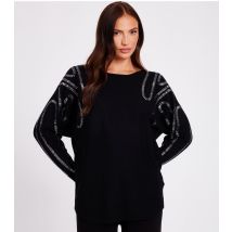 Women's Black Embellished Batwing Sleeve Jumper Quiz New Look