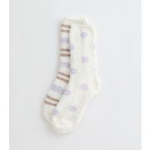 Purple Pack of 2 Spot And Stripe Textured Socks New Look