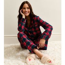 Women's Red Woven Check Pattern Revere Collar Pyjama Set New Look
