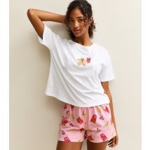 Women's Pink Christmas Gingerbread Coffee Short Sleeve Top and Shorts Pyjama Set New Look