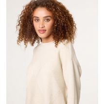 Women's Stone Ribbed Panel Jumper Blue Vanilla New Look