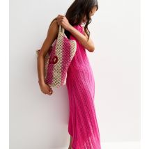Women's Bright Pink Crochet Tie Shoulder Midi Dress Sunshine Soul New Look