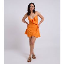 Women's Bright Orange Frill Trim Cami Tea Dress Urban Bliss New Look