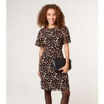Women's Black Abstract Pattern Print Crew Neck Dress Blue Vanilla New Look