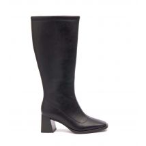 Women's Black Faux Leather Block Heel Knee High Boots London Rebel New Look