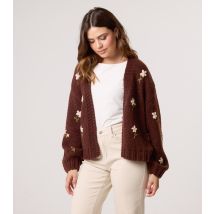 Women's Brown Floral Embroidered Cardigan Blue Vanilla New Look