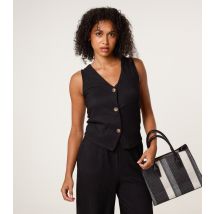 Women's Black Textured Waistcoat Blue Vanilla New Look