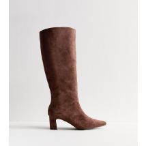 Women's Brown Boomer Faux Suede Knee High Boots Public Desire New Look