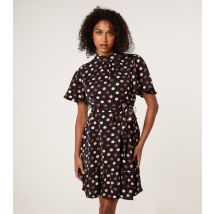 Women's Black Polka dot High Neck Mini Dress Blue Vanilla New Look