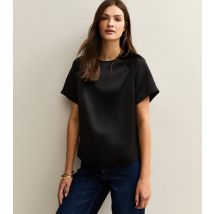 Women's Tall Black Satin Short Sleeve Top New Look