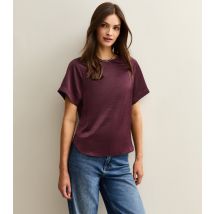 Women's Tall Dark Burgundy Satin Short Sleeve Top New Look