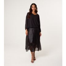 Women's Black Shimmer Midi Skirt Blue Vanilla New Look