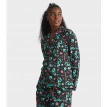 Women's Black Mushu Print Shirt and Trousers Pyjama Set Skinnydip New Look