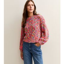 Women's Bright Pink Multicoloured Balloon Sleeve Jumper Sunshine Soul New Look