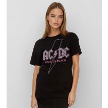 Women's Black Leopard ACDC Slogan Print T-Shirt Brands In New Look