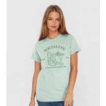 Women's Green Socialite Print T-Shirt Brands In New Look