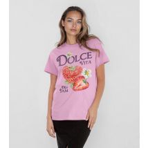 Women's Pink Dolce Vita Strawberry Print T-Shirt Brands In New Look