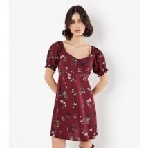 Women's Plum Floral Print Mini Tea Dress Apricot New Look