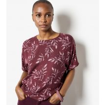 Women's Purple Leaf Print T-Shirt Apricot New Look