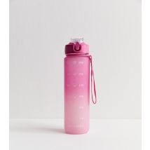Pink Ombre Pop Lid Straw 1L Time Marked Water Bottle New Look