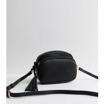 Black Faux Leather Tassel Crossbody Camera Bag New Look