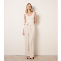 Women's Stone Wide Leg Trousers Blue Vanilla New Look