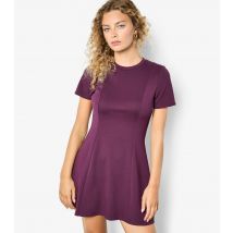 Women's Dark Purple Fit & Flare Ponti Dress Apricot New Look