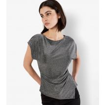 Women's Silver Sparkle Ruched Wrap Top Apricot New Look