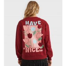 Women's Clothing Burgundy Have A Nice Day Sweatshirt Custard New Look