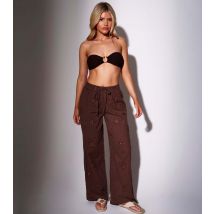 Women's Brown Starfish Embroidered Wide Leg Trousers South Beach New Look
