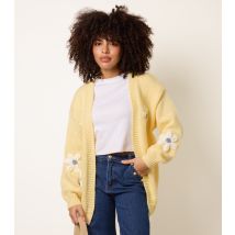 Women's Light Yellow Longline Embroidered Daisy Cardigan Blue Vanilla New Look