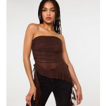 Women's Brown Asymmetric Diamante Bandeau Top Pink Vanilla New Look